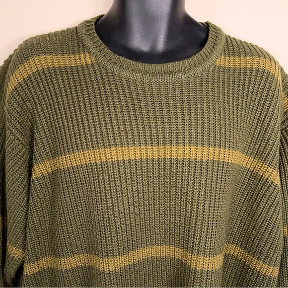 XL PG Field Green Academia Knit Sweater Long Sleeve Stripes Mens Outdoor - Picture 7 of 13